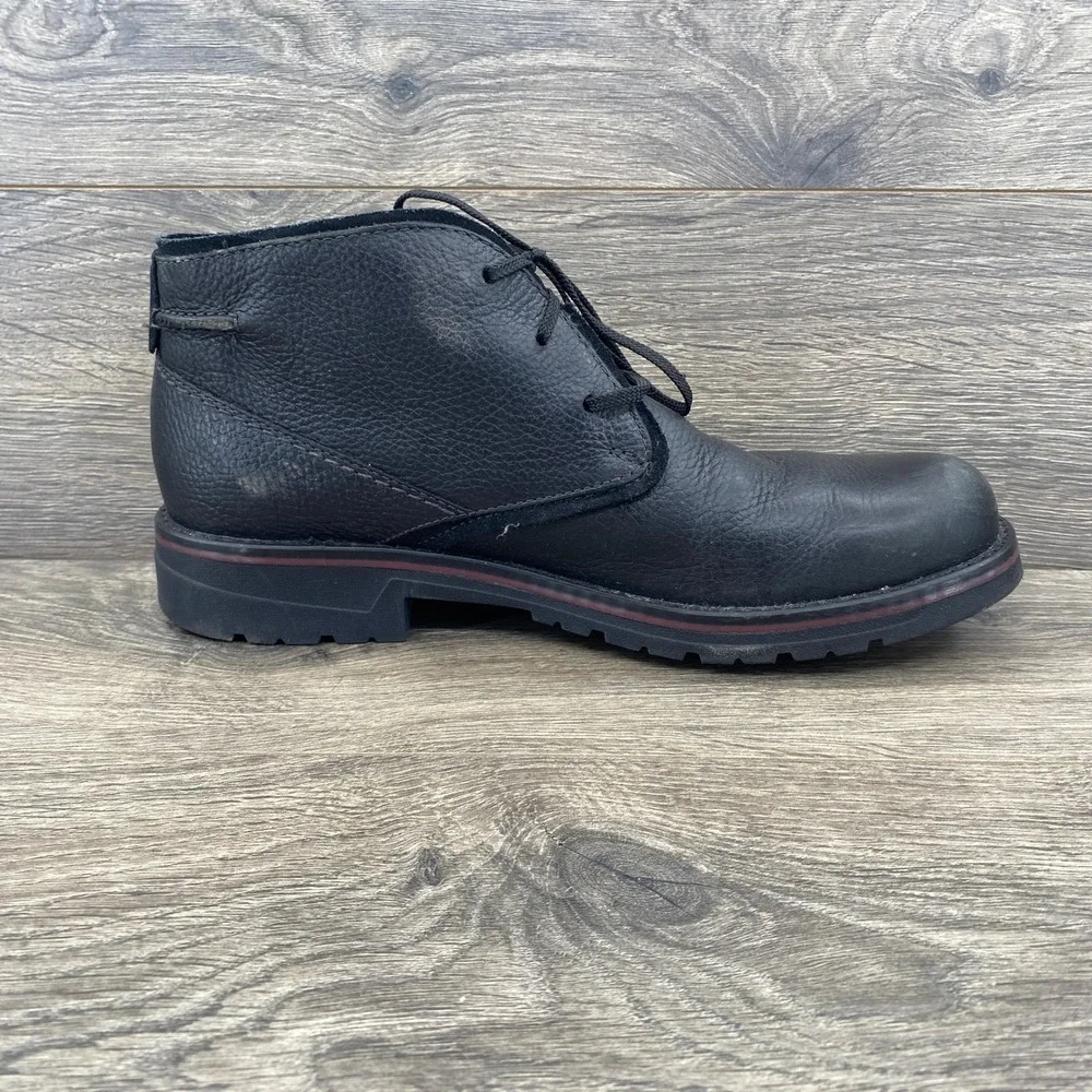Clarks Chukka Boots Mens 9.5 Black Waterproof Leather Lace Up 261629447085